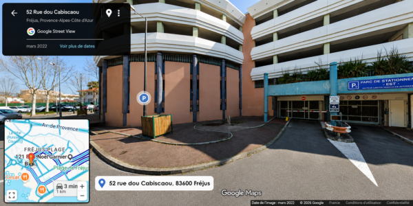 Parking P5_itinéraire_voiture_HD Place de parking privée et sécurisée en sous-sol à seulement 5 min. à pied de l'appartement.